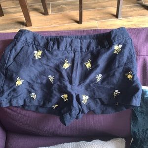 LOFT navy linen shorts
